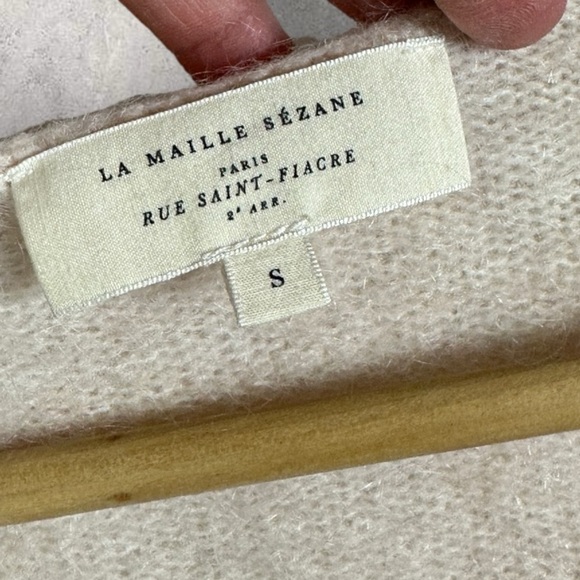 Sezane Alfred Knit Jumper Sweater Pink Size Small Lace Trim Mohair Merino Wool S - Picture 4 of 13